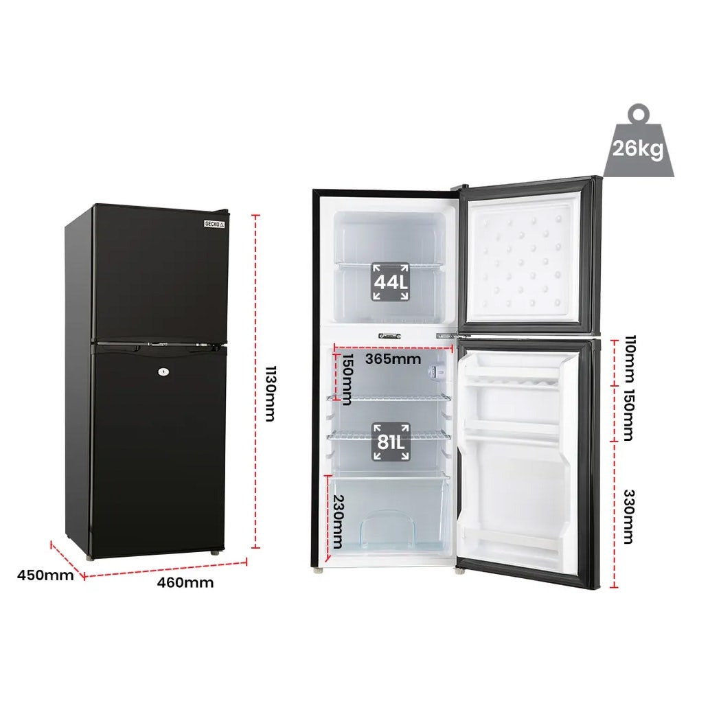 GECKO 125L Portable Upright Fridge, 12V/24V for Motorhome, Caravan, Black V219-CAPFFRGEKA13B