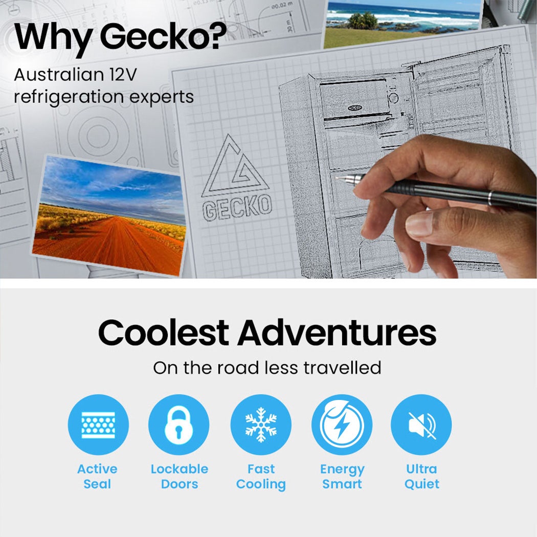 GECKO 125L Portable Upright Fridge, 12V/24V for Motorhome, Caravan, Black V219-CAPFFRGEKA13B