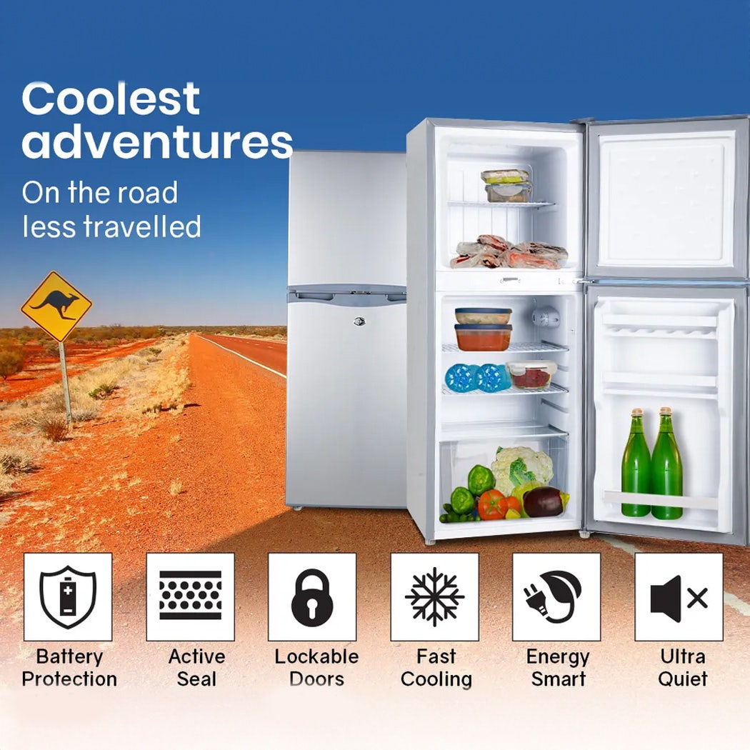 GECKO 125L Portable Upright Fridge, 12V/24V for Motorhome, Caravan, Silver V219-CAPFFRGEKA13S