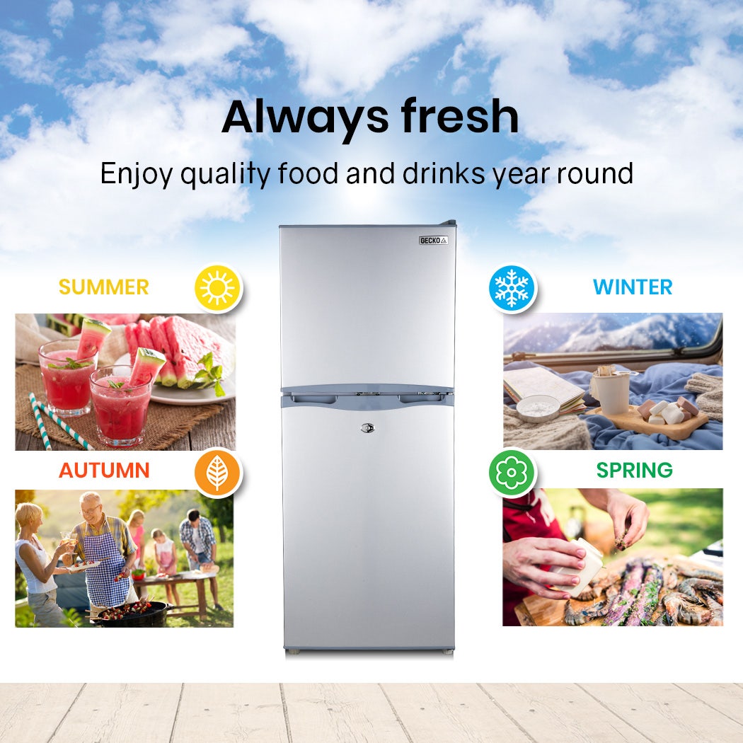 GECKO 125L Portable Upright Fridge, 12V/24V for Motorhome, Caravan, Silver V219-CAPFFRGEKA13S