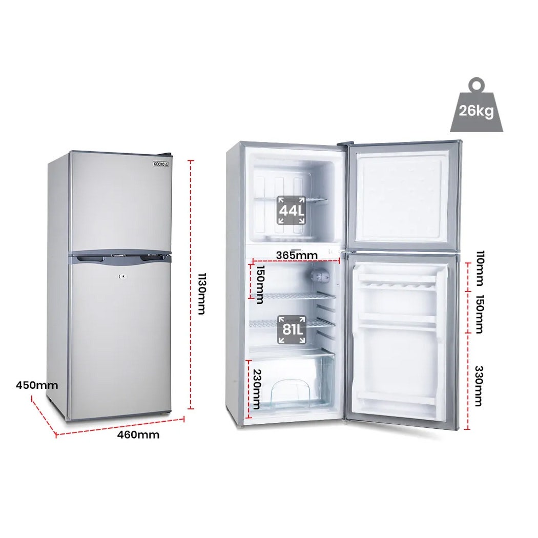 GECKO 125L Portable Upright Fridge, 12V/24V for Motorhome, Caravan, Silver V219-CAPFFRGEKA13S