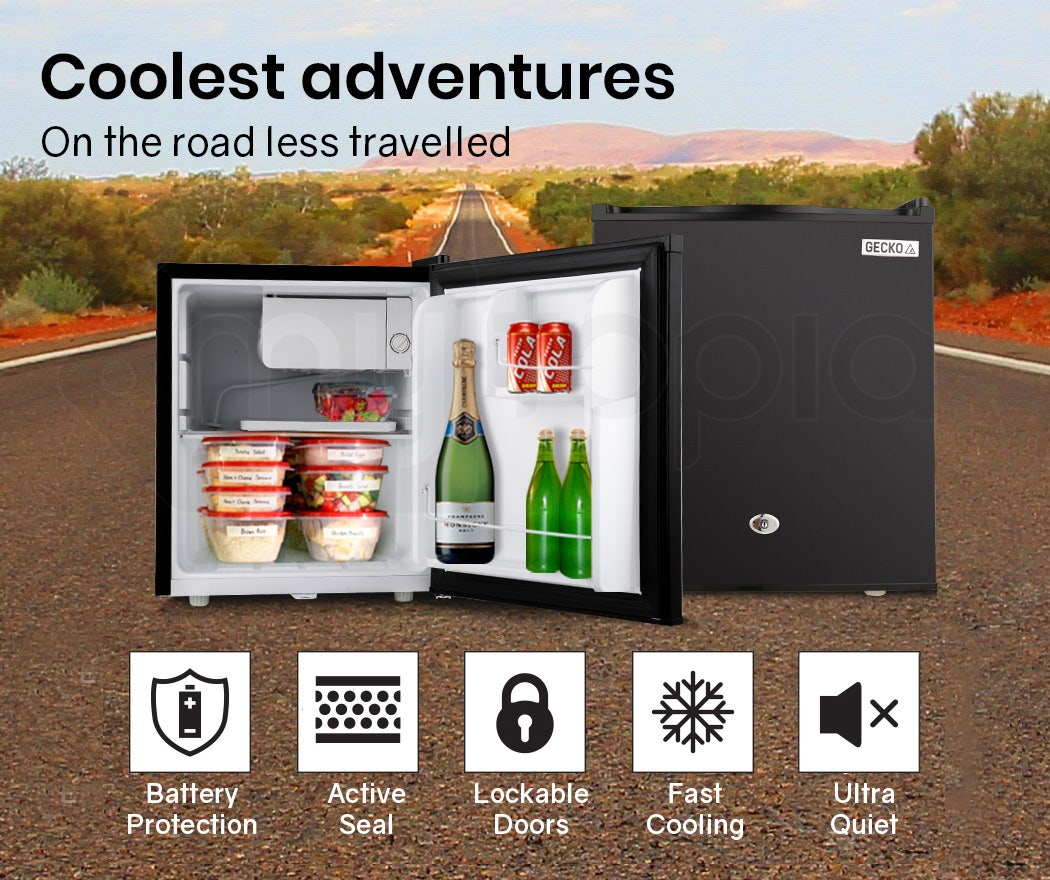 GECKO 57L Portable Camping Bar Fridge with Freezer 12V/24V, Black V219-CAPFOFGEKA06B