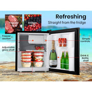 GECKO 57L Portable Camping Bar Fridge with Freezer 12V/24V, Black V219-CAPFOFGEKA06B