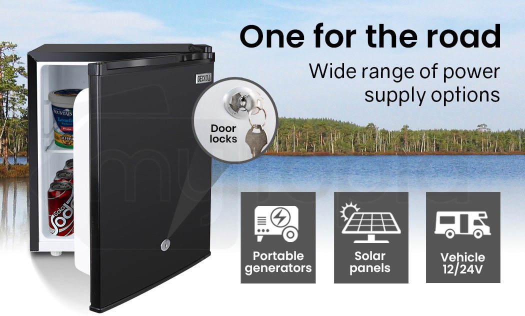 GECKO 57L Portable Camping Bar Fridge with Freezer 12V/24V, Black V219-CAPFOFGEKA06B