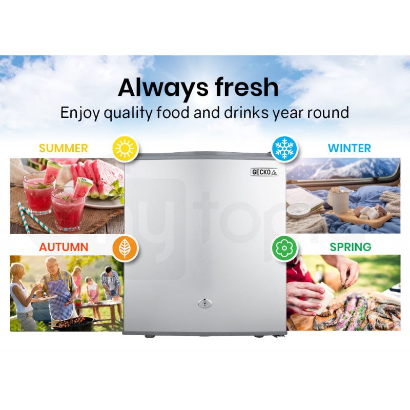 GECKO 57L Portable Camping Bar Fridge with Freezer 12V/24V, Silver V219-CAPFOFGEKA06S