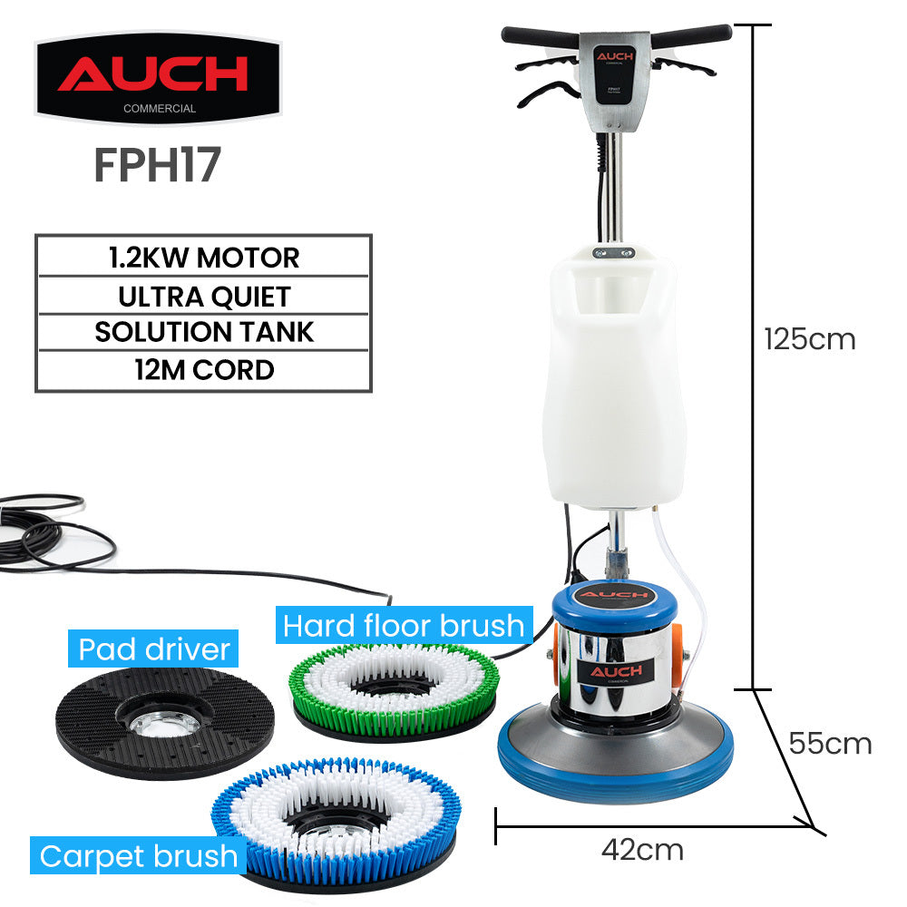 Auch 17" Commercial Orbital Scrubber & Polisher, Hard Floor Buffer, Carpet Cleaner, 12L Solution Tank, 2 V219-CFPWLKACH17A