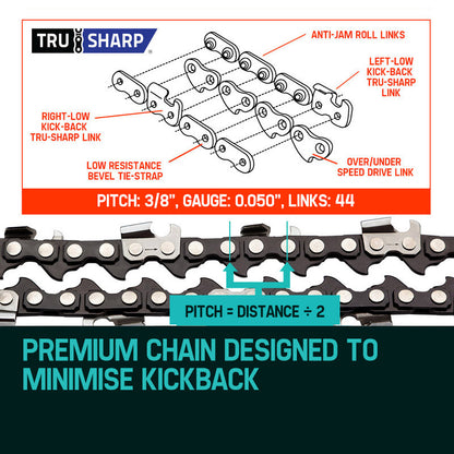 BAUMR-AG 12" Bar Replacement Spare Chainsaw Chain 3/8 .050 Gauge DL 44 V219-CHAIN-12INCH