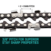 BAUMR-AG 12" Bar Replacement Spare Chainsaw Chain 3/8 .050 Gauge DL 44 V219-CHAIN-12INCH
