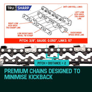 2 X 16 Baumr-AG Chainsaw Chain 16in Bar Replacement Suits SX38 38CC Saws V219-CHNCHABMRA16D
