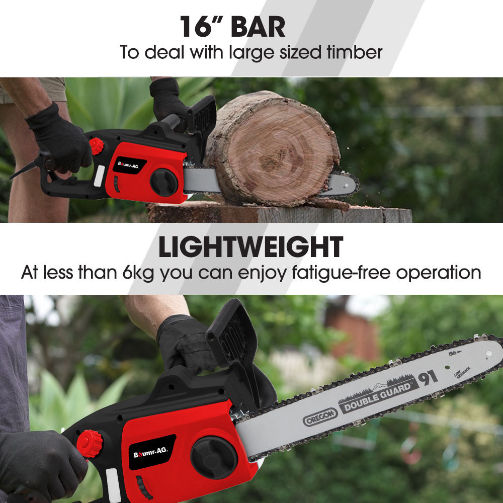 BAUMR-AG 2000W Electric Chainsaw, 16 Inch Oregon Bar and Chain V219-CHNHCDBMSC5A