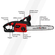 BAUMR-AG 2000W Electric Chainsaw, 16 Inch Oregon Bar and Chain V219-CHNHCDBMSC5A