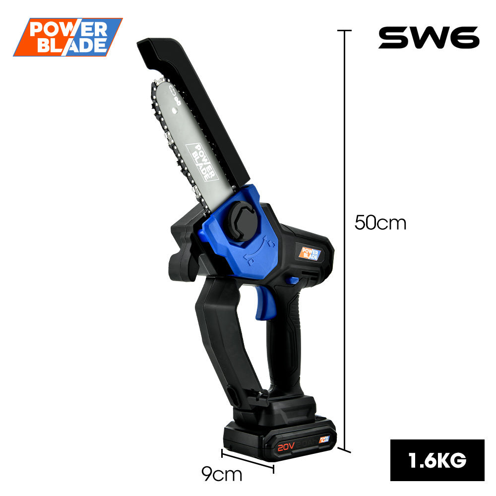 POWERBLADE SW6 20V Cordless Mini Chainsaw Kit, Electric Tree Pruner with Battery & Fast Charger V219-CHNHCSPBCS2A