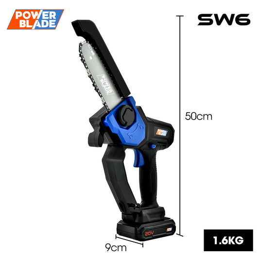 POWERBLADE SW6 20V Cordless Mini Chainsaw Kit, Electric Tree Pruner with Battery & Fast Charger V219-CHNHCSPBCS2A