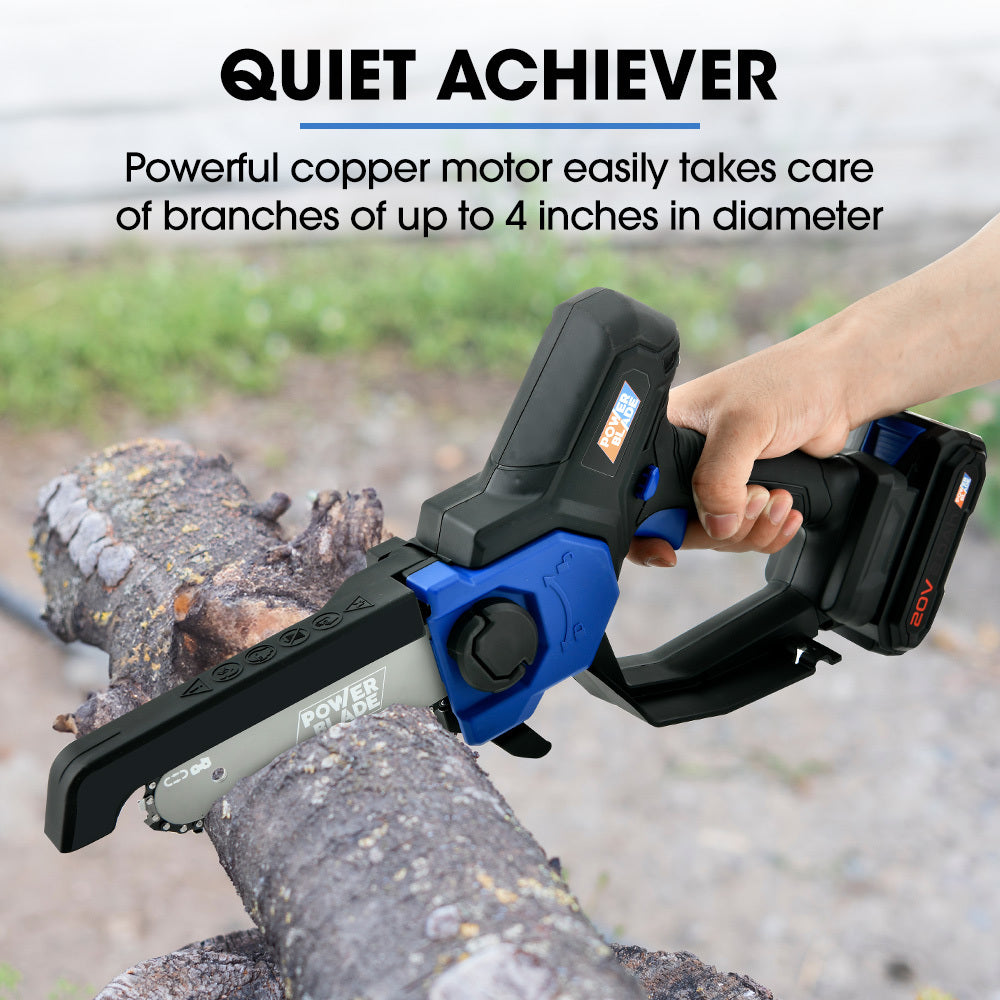 POWERBLADE SW6 20V Cordless Mini Chainsaw Kit, Electric Tree Pruner with Battery & Fast Charger V219-CHNHCSPBCS2A