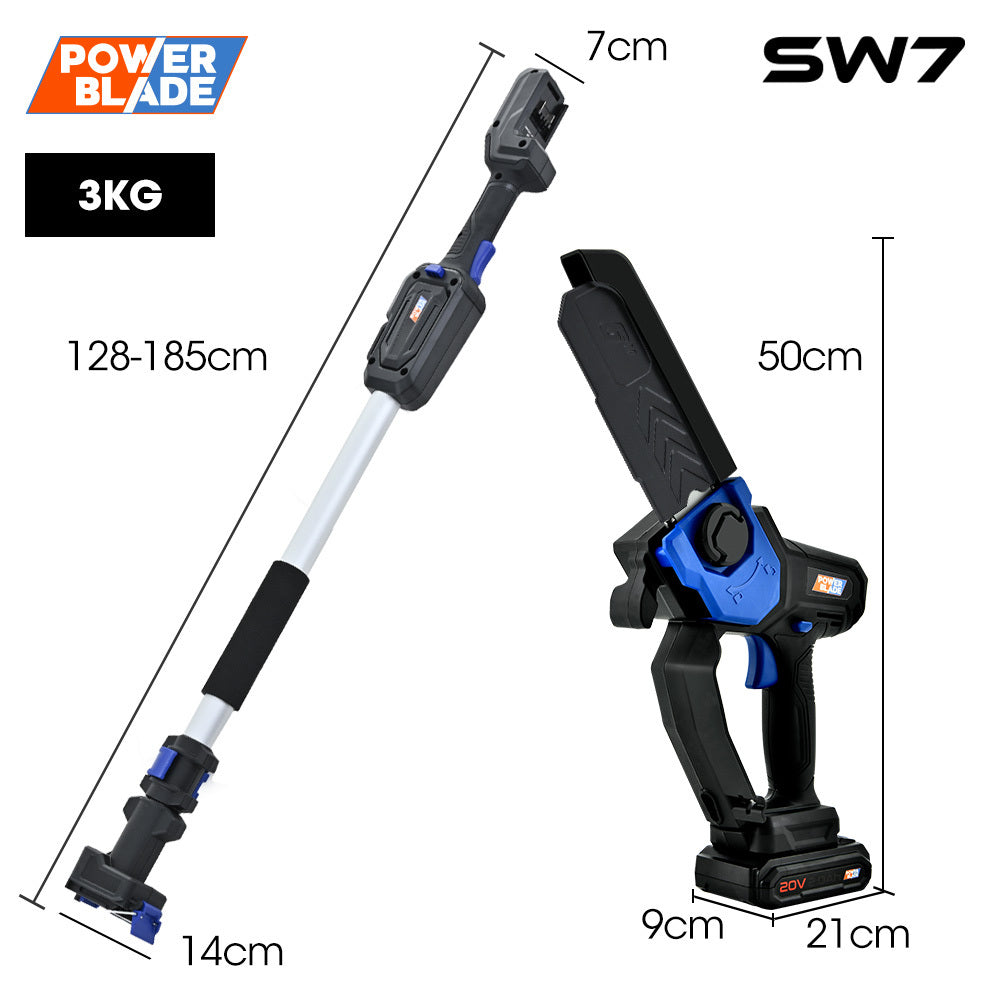 POWERBLADE SW7 20V Cordless Convertible Mini Chainsaw Pole Saw Kit, Telescopic Electric Tree Pruner with V219-CHNHCSPBPS2A