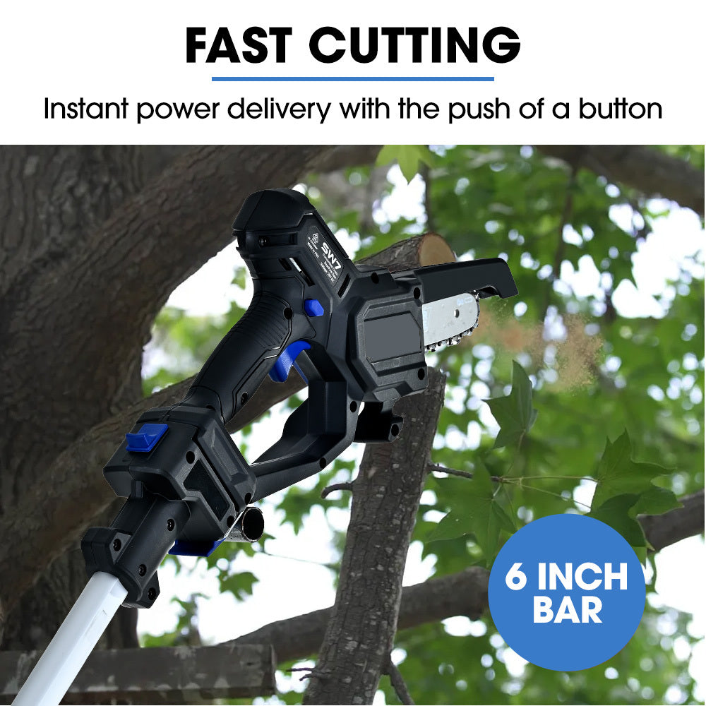 POWERBLADE SW7 20V Cordless Convertible Mini Chainsaw Pole Saw Kit, Telescopic Electric Tree Pruner with V219-CHNHCSPBPS2A
