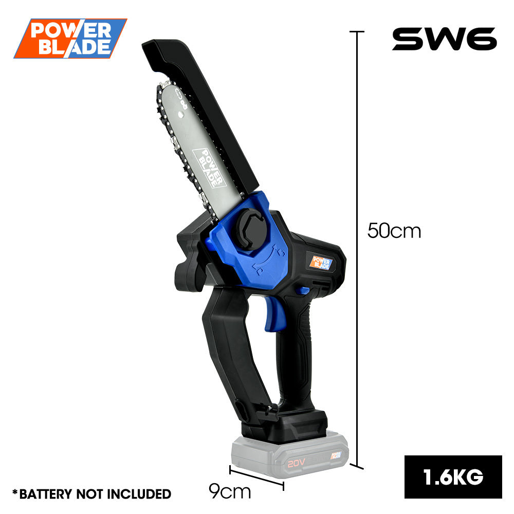 POWERBLADE SW6 20V Cordless Mini Chainsaw Skin Only, Electric Battery Powered Tree Pruner V219-CHNHCSPBSC2A