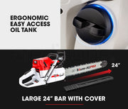 BAUMR-AG Petrol Commercial Chainsaw 24 Bar E-Start Chain Saw Top Handle Pruning V219-CHNSAWBMRC9X2
