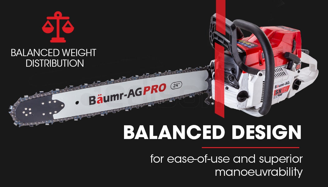 BAUMR-AG Petrol Commercial Chainsaw 24 Bar E-Start Chain Saw Top Handle Pruning V219-CHNSAWBMRC9X2