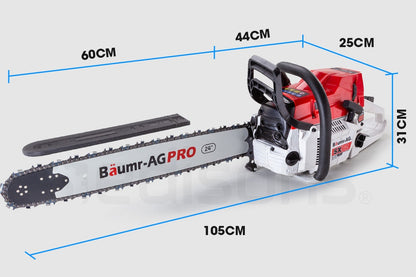 BAUMR-AG Petrol Commercial Chainsaw 24 Bar E-Start Chain Saw Top Handle Pruning V219-CHNSAWBMRC9X2