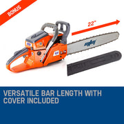 MTM Petrol Commercial Chainsaw 22 Bar E-Start Tree Pruning Chain Saw Top Handle V219-CHNSAWMTMA6X2
