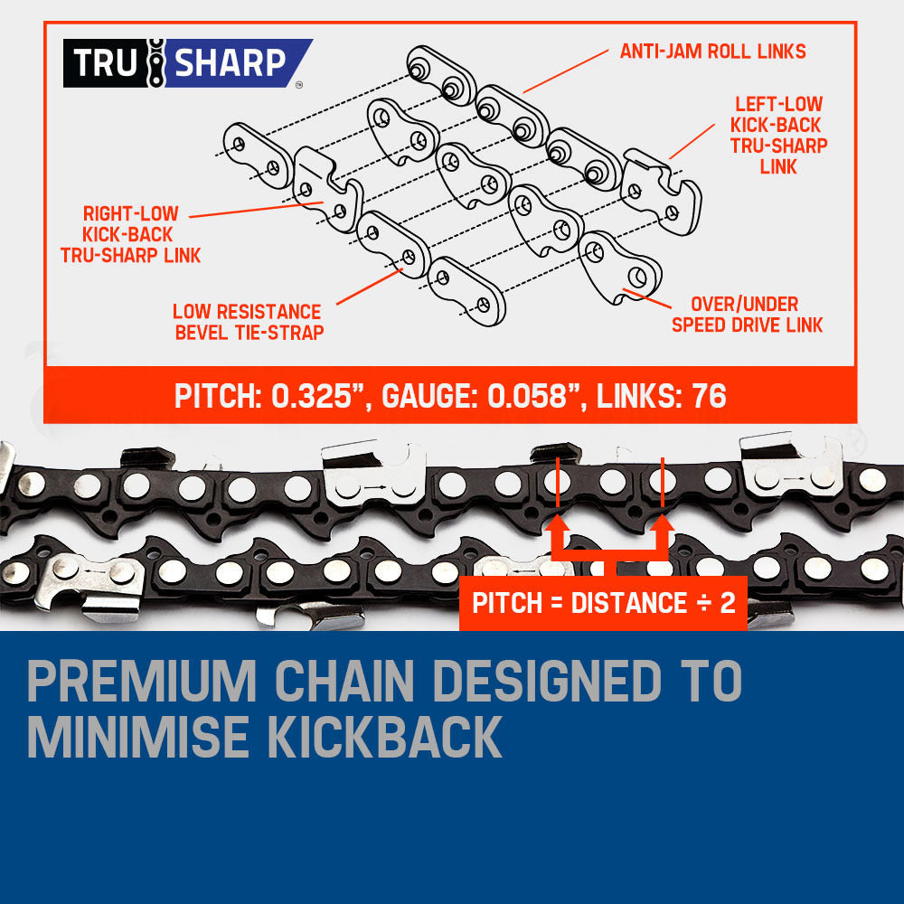MTM Chainsaw Petrol Commercial 20 Bar E-Start Tree Pruning Chain Saw HP V219-CHNSAWMTMB05X