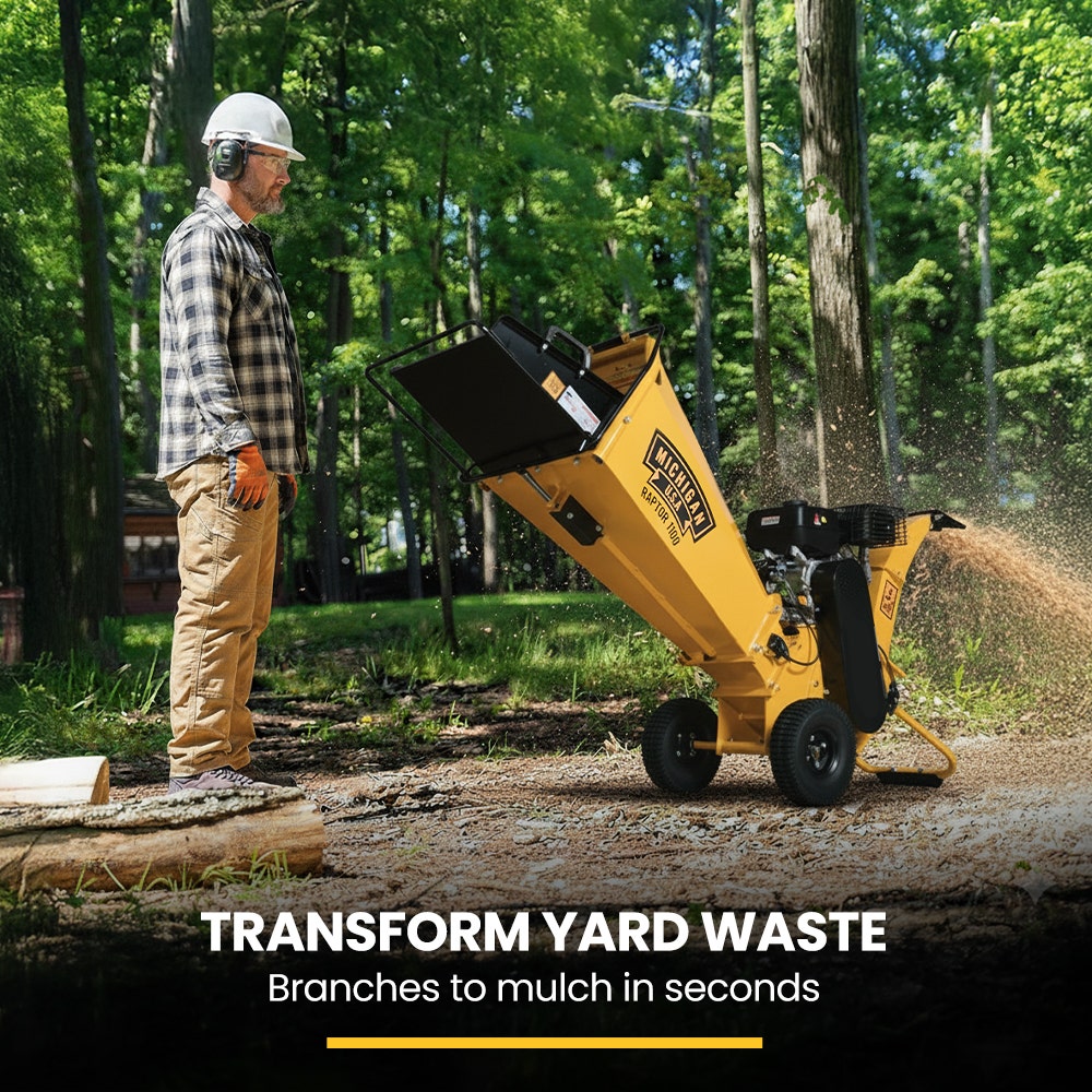 MICHIGAN 7HP 212cc Petrol Wood Chipper, Tree Mulcher - Raptor 1100 V219-CHPPTRMC1M1A