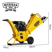 MICHIGAN 7HP 212cc Petrol Wood Chipper, Tree Mulcher - Raptor 1100 V219-CHPPTRMC1M1A