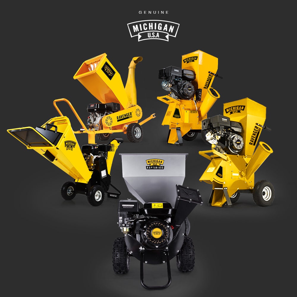 MICHIGAN 7HP 212cc Petrol Commercial Wood Chipper Shredder, Tree Mulcher - Raptor 950 V219-CHPPTRMC9C5A