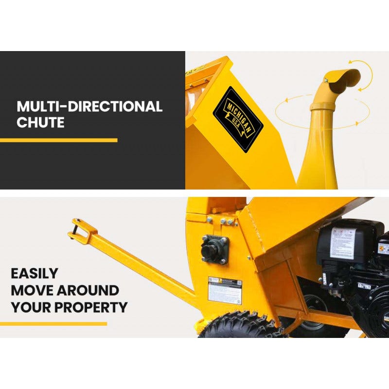 MICHIGAN 18HP 420cc Petrol Commercial Wood Chipper, Towable, Tree Mulcher - Ravenger 1950 V219-CHPTEAMCHC2M0