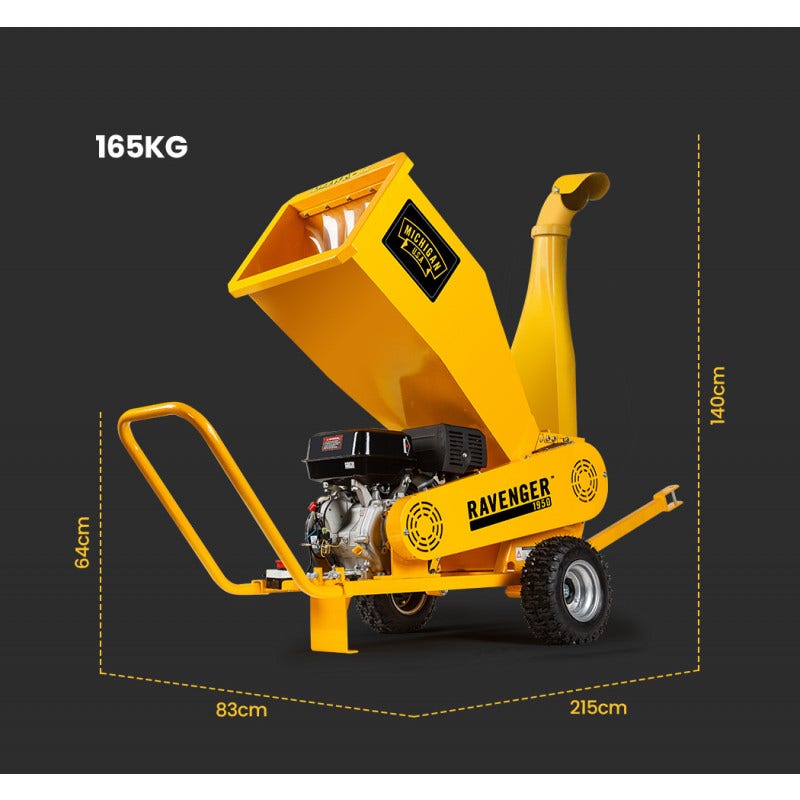 MICHIGAN 18HP 420cc Petrol Commercial Wood Chipper, Towable, Tree Mulcher - Ravenger 1950 V219-CHPTEAMCHC2M0