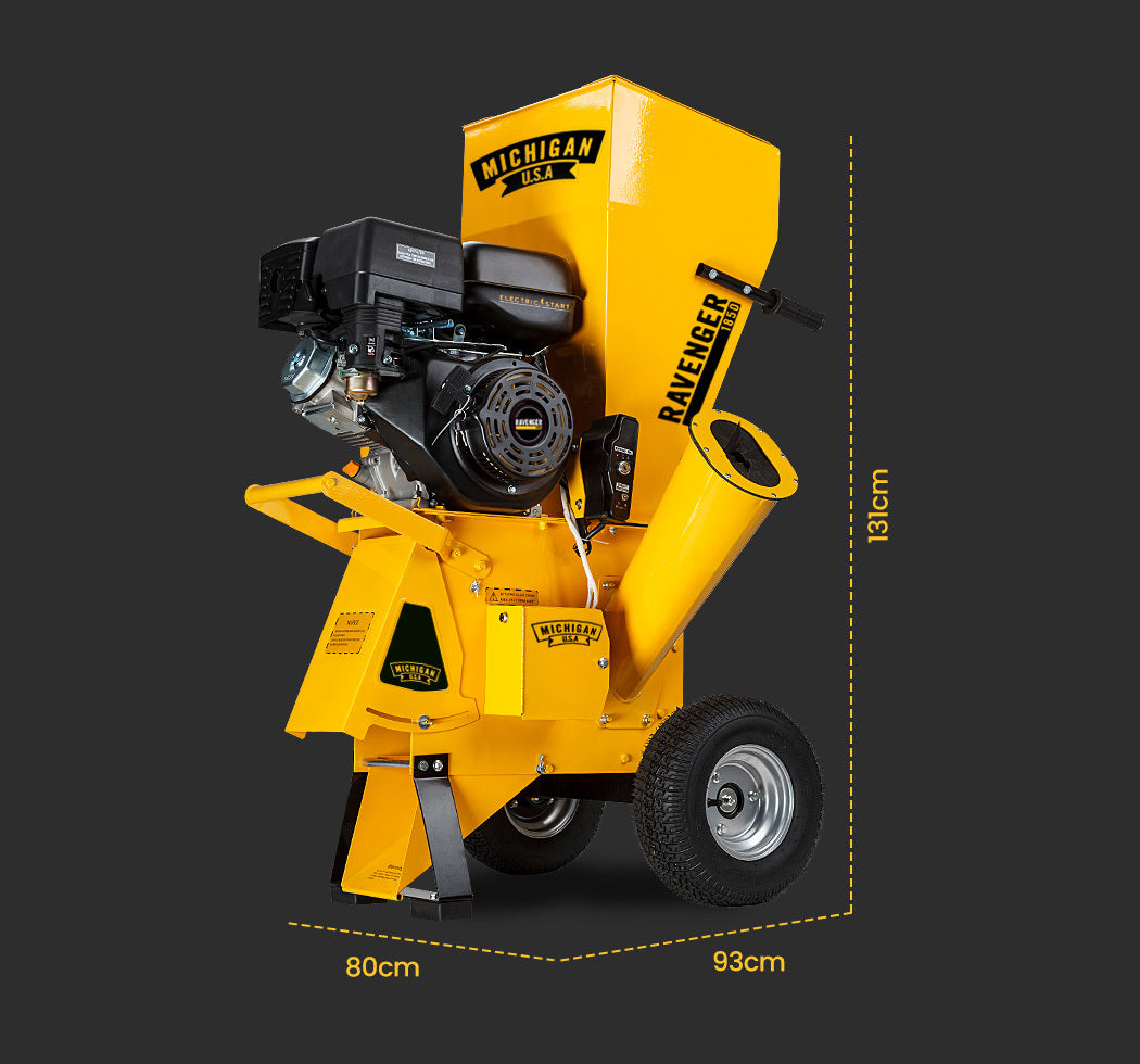 MICHIGAN 18HP 420cc Petrol Commercial Wood Chipper, Electric Key Start, Tree Mulcher - Ravenger 1850 V219-CHPTRDMCHA2X0