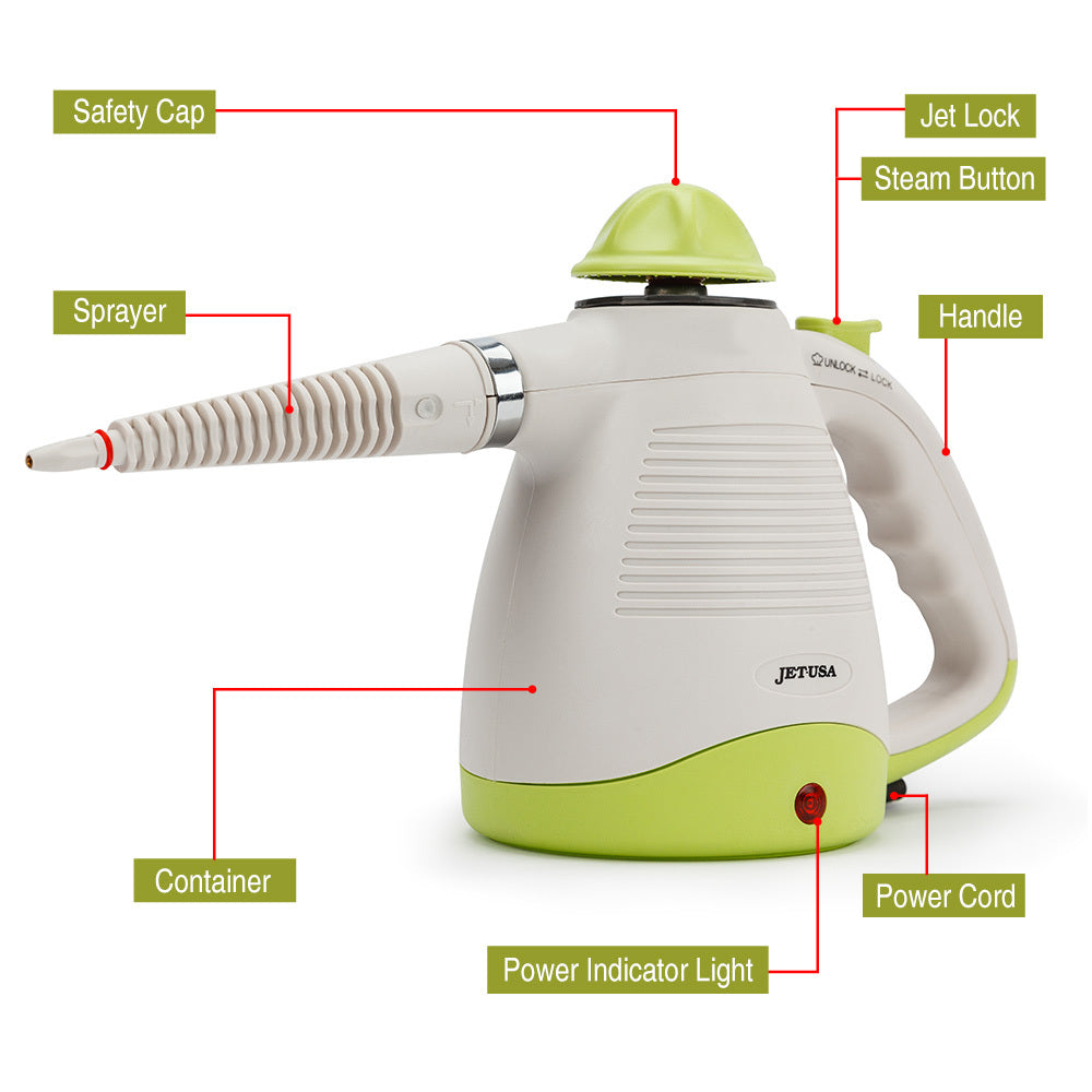 JET-USA Portable Steam Cleaner Multi-Purpose High Pressure Handheld V219-CLNSTMJETA1GR