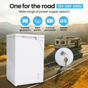 GECKO 100L Portable Chest Freezer, 12V/24V/240V for Motorhome and Caravan, White V219-CMPFRUGK10WA