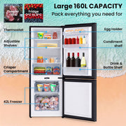 GECKO 139L Upright Portable Fridge / Freezer, 12V/24V for Motorhome, Tiny Home, Off-grid and Caravan, Black