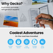 GECKO 139L Upright Portable Fridge / Freezer, 12V/24V for Motorhome, Tiny Home, Off-grid and Caravan, Black