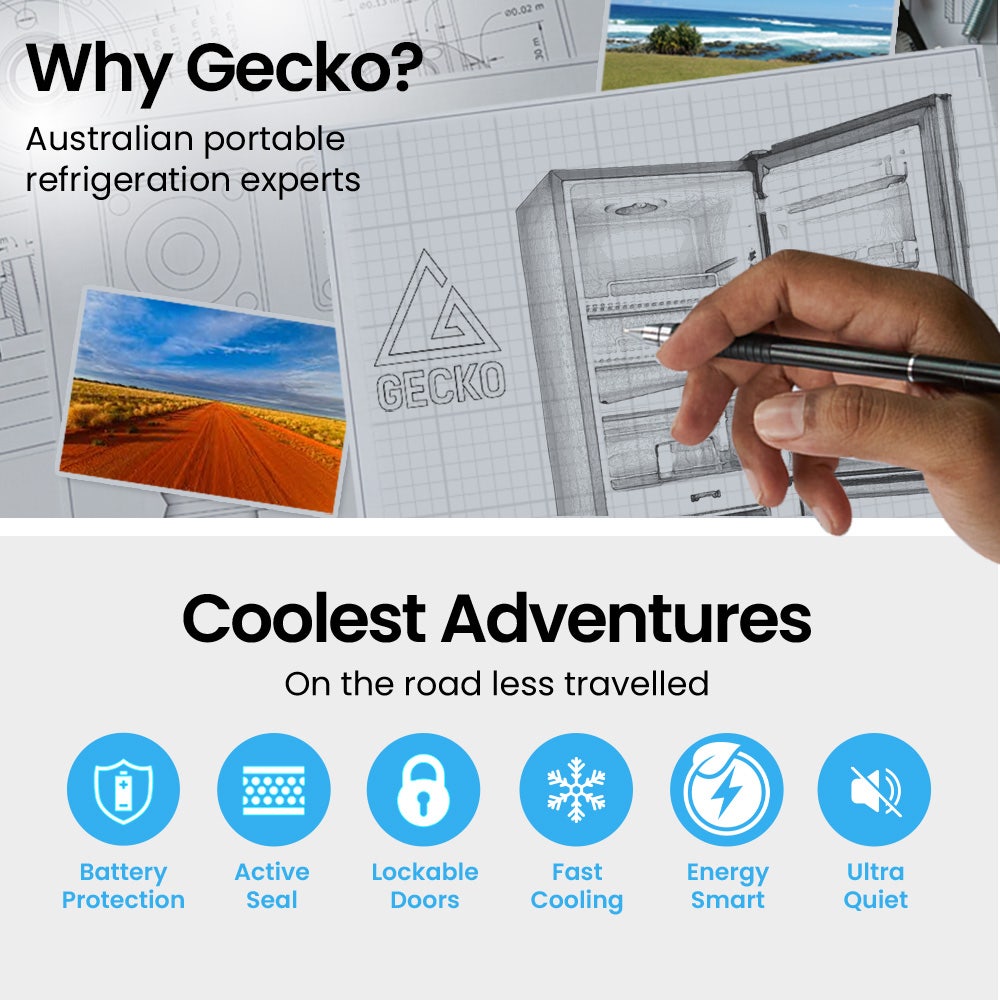 GECKO 139L Upright Portable Fridge / Freezer, 12V/24V for Motorhome and Caravan, Silver V219-CMPFRUGK13SA
