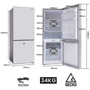 GECKO 139L Upright Portable Fridge / Freezer, 12V/24V for Motorhome and Caravan, Silver V219-CMPFRUGK13SA