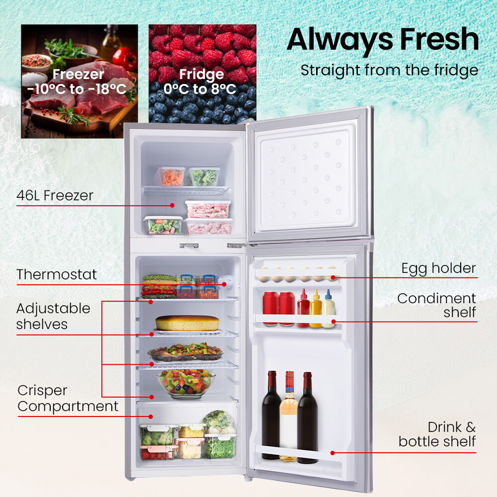 GECKO 142L Upright Portable Fridge / Freezer, 12V/24V for Motorhome and Caravan, Silver V219-CMPFRUGK14SA