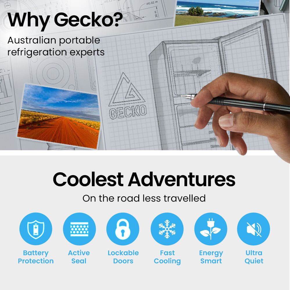 GECKO 142L Upright Portable Fridge / Freezer, 12V/24V for Motorhome and Caravan, Silver V219-CMPFRUGK14SA