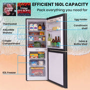 GECKO 160L Upright Portable Fridge / Freezer, 12V/24V for Motorhome, Tiny Home, Off-grid and Caravan, Black