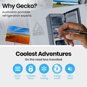 GECKO 160L Upright Portable Fridge / Freezer, 12V/24V for Motorhome, Tiny Home, Off-grid and Caravan, Black