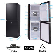 GECKO 160L Upright Portable Fridge / Freezer, 12V/24V for Motorhome, Tiny Home, Off-grid and Caravan, Black