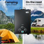 Thermomate Portable Gas Outdoor Camping Hot Water Heater System, with 12V Pump, Shower Head, Black V219-CMPWHTTHBK2A