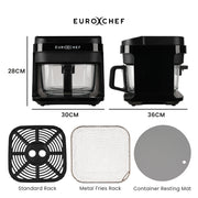 EUROCHEF 6.5L Air Fryer, Electric Digital Airfryer with Glass Container, Black V219-COKAIREC6GKA