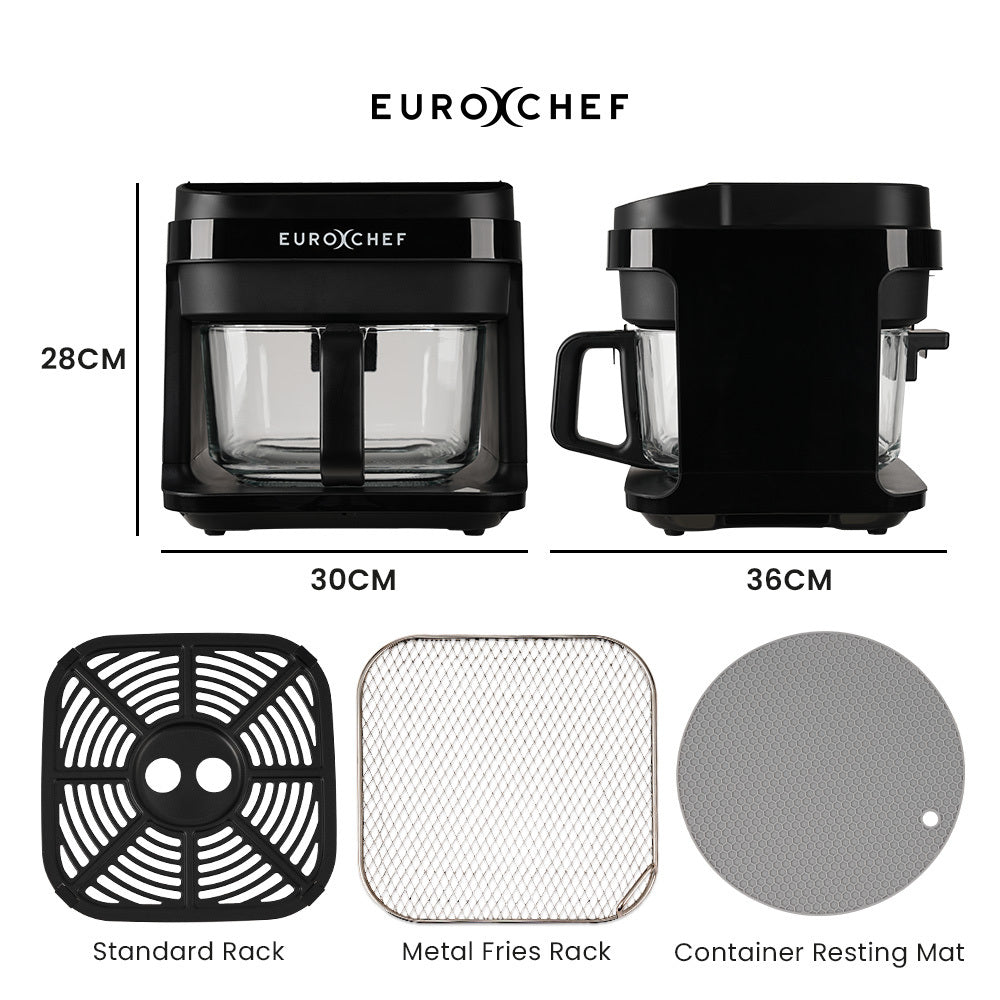 EUROCHEF 6.5L Air Fryer, Electric Digital Airfryer with Glass Container, Black V219-COKAIREC6GKA