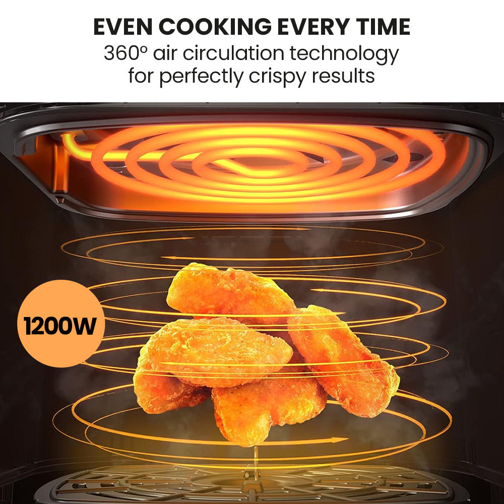 EUROCHEF 6.5L Air Fryer, Electric Digital Airfryer with Glass Container, Black V219-COKAIREC6GKA