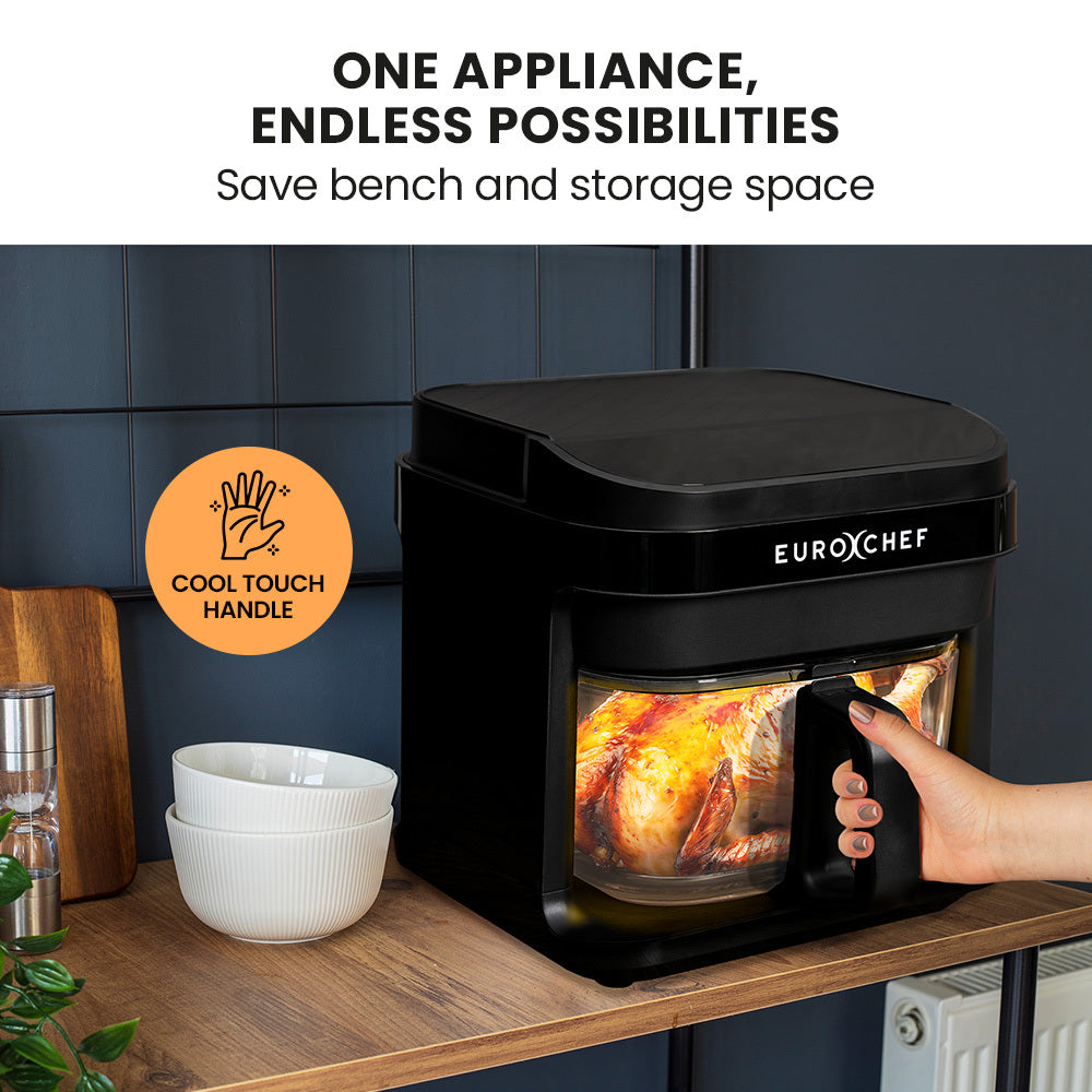 EUROCHEF 6.5L Air Fryer, Electric Digital Airfryer with Glass Container, Black V219-COKAIREC6GKA