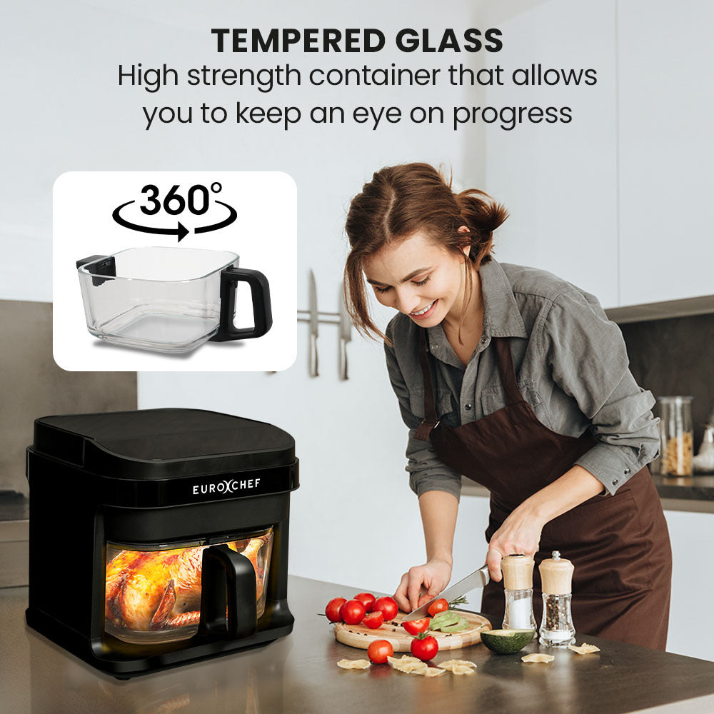EUROCHEF 6.5L Air Fryer, Electric Digital Airfryer with Glass Container, Black V219-COKAIREC6GKA