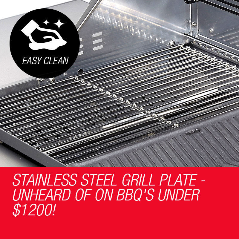 EuroGrille 5 Burner Outdoor BBQ Grill Barbeque Gas Stainless Steel Kitchen Commercial V219-COKBBQEUGABR5